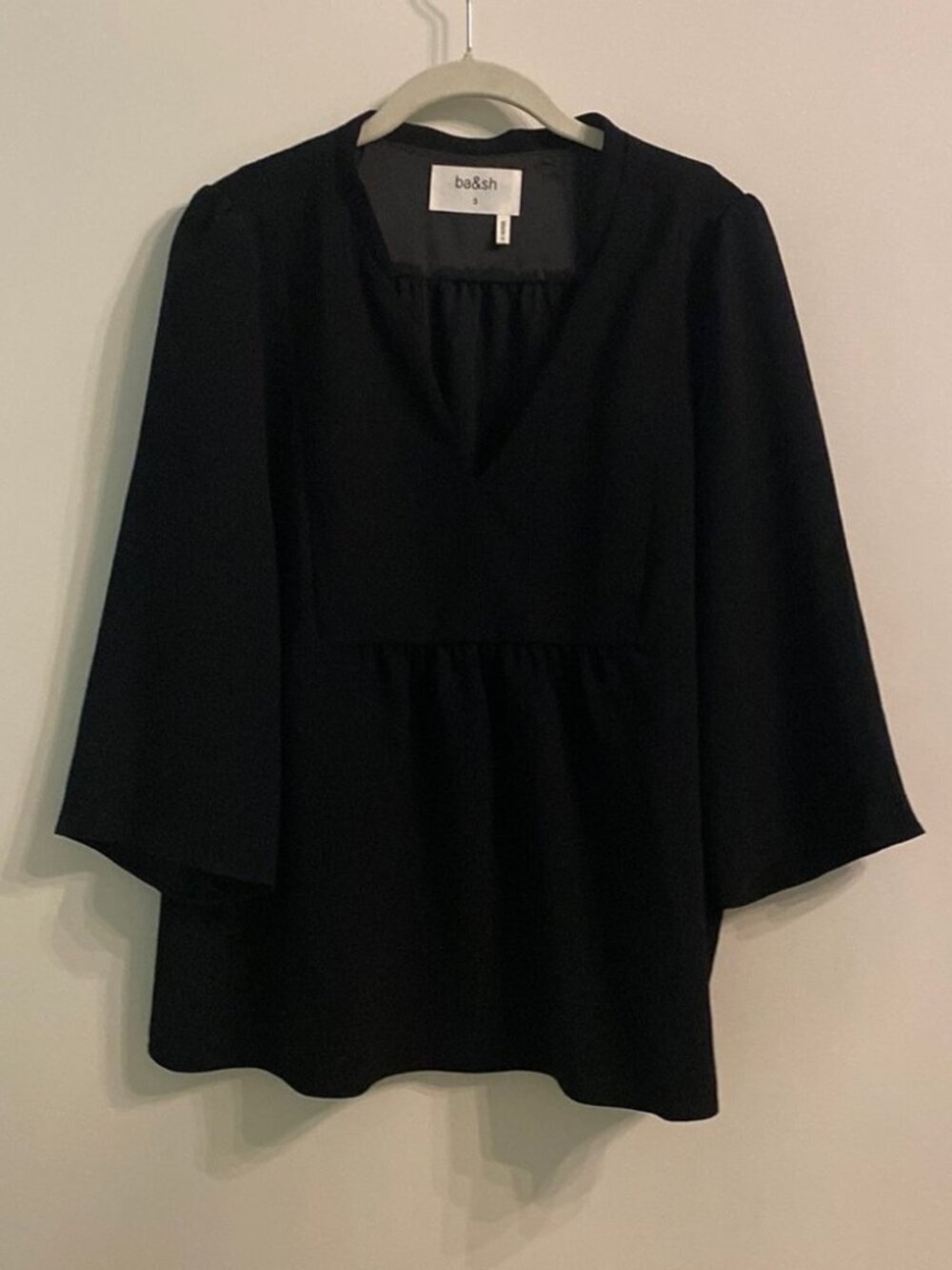 ba&sh Black V-Neck Peplum Top size 2 (M)